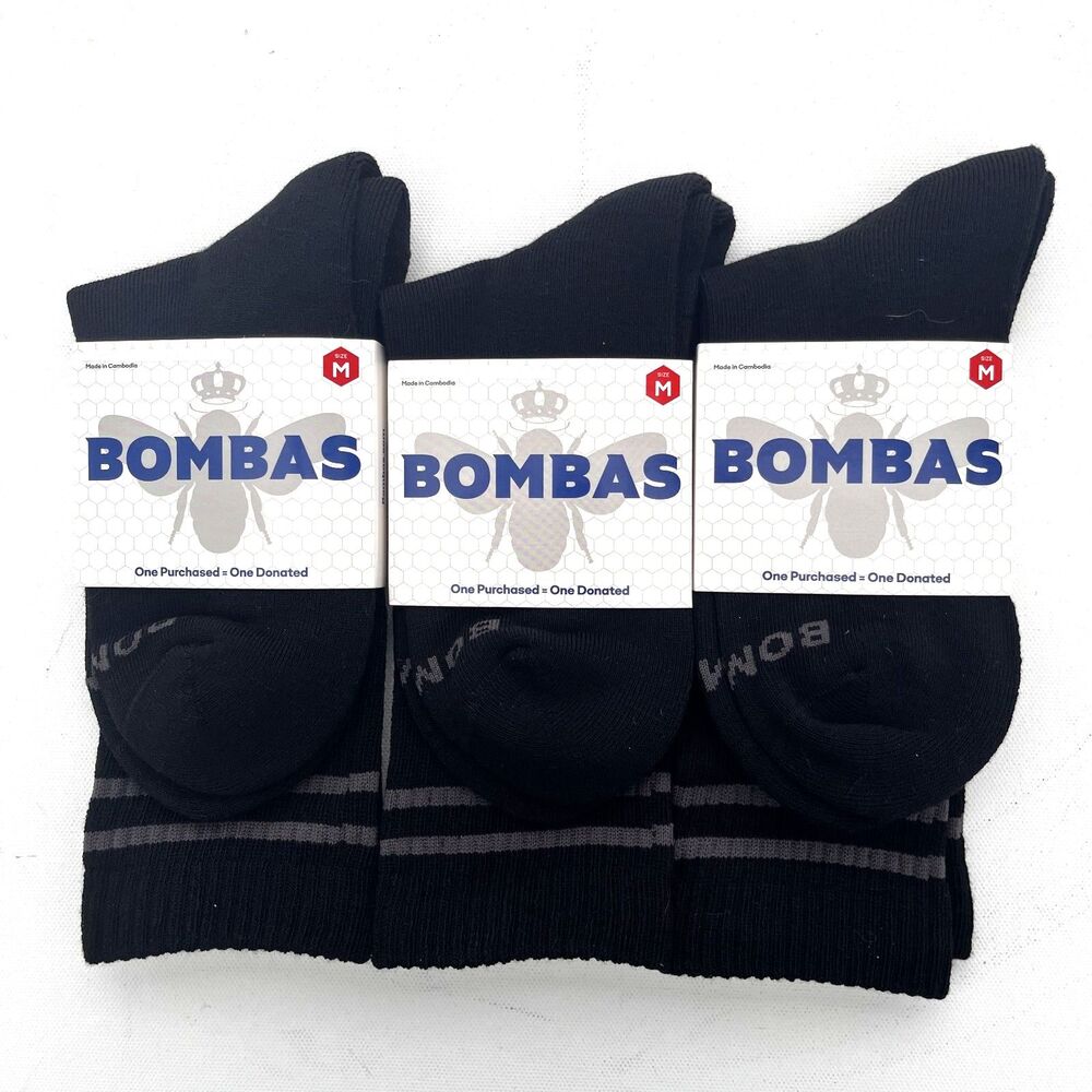 Bombas Half Calf Socks 3-Pair Bundle Black Size Medium Men 6-9 NWT